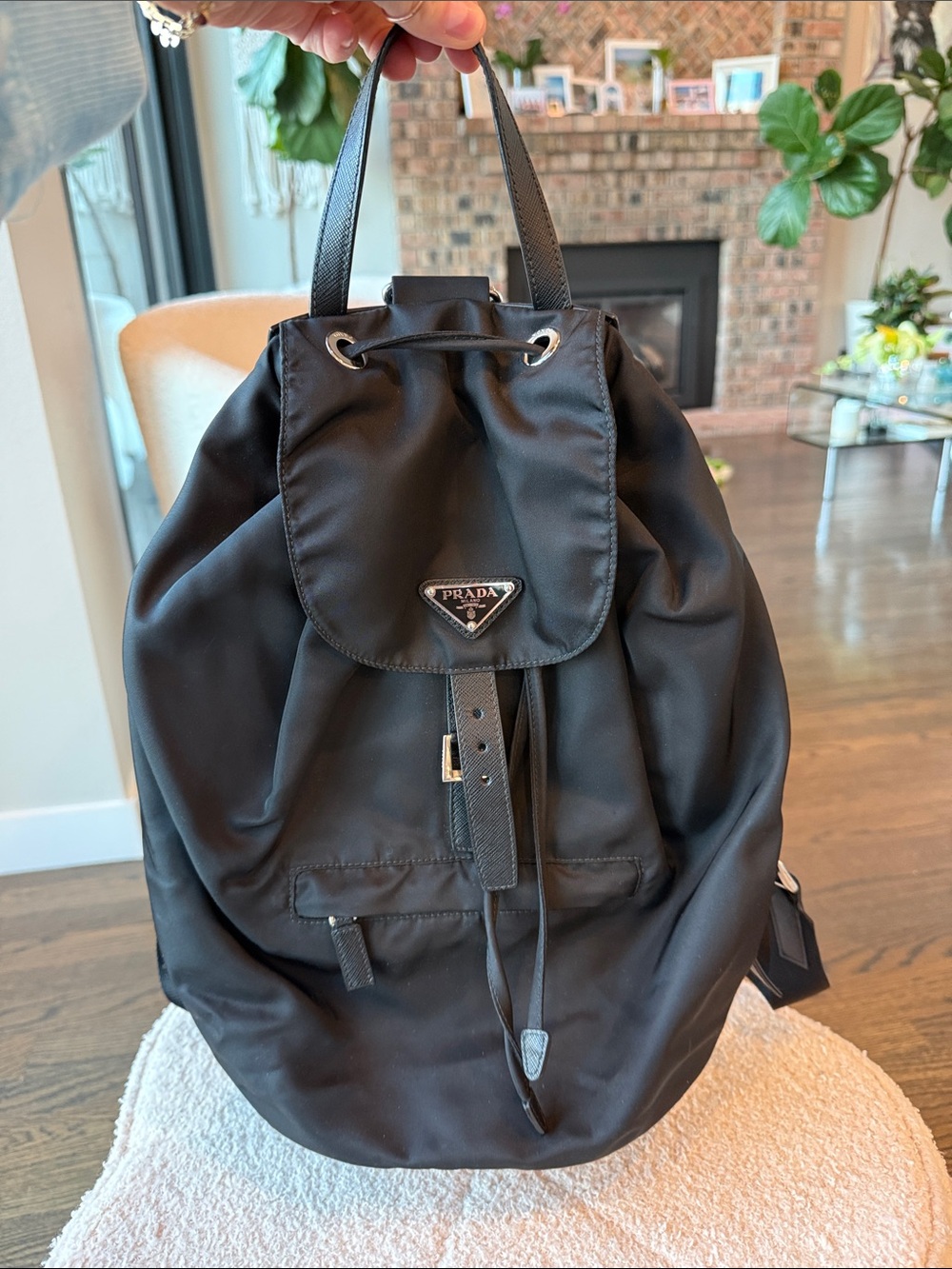 Prada Tessuto Nylon Backpack Black Backpack with Top Handle EUC - Picture 3 of 17
